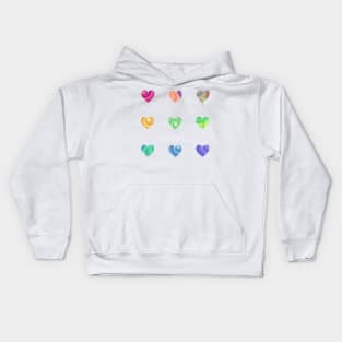 Mini Rainbow Swirl Hearts Sticker Pack Kids Hoodie